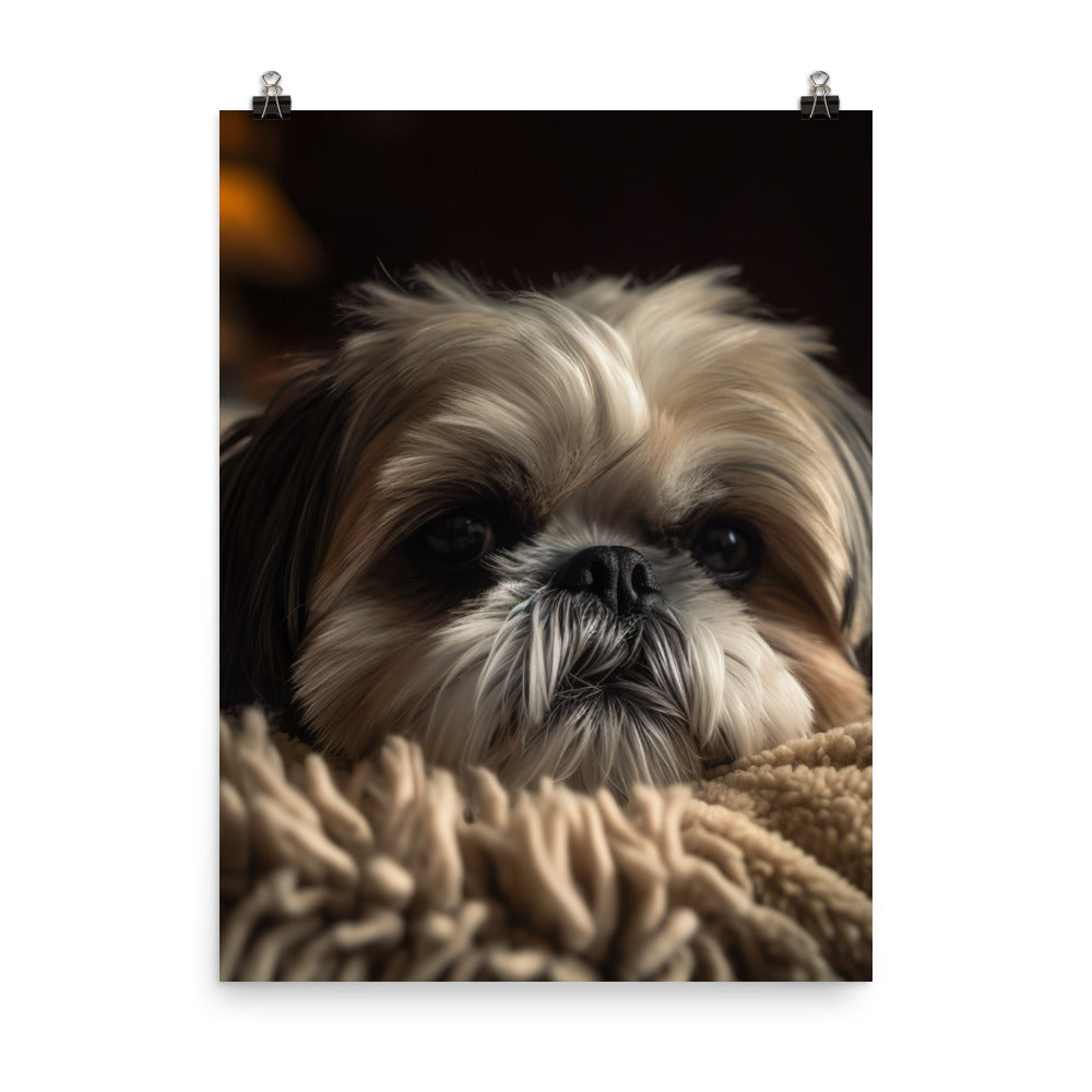 Relaxed Shih Tzu in a Cozy Home Photo paper poster - PosterfyAI.com
