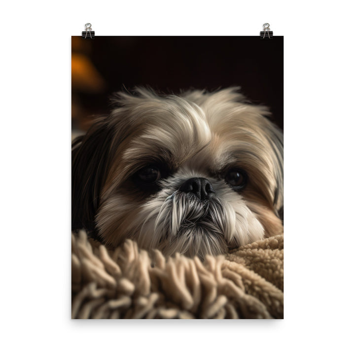 Relaxed Shih Tzu in a Cozy Home Photo paper poster - PosterfyAI.com