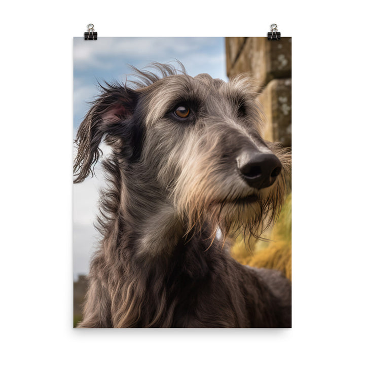 Regal Scottish Deerhound in a Castle Photo paper poster - PosterfyAI.com