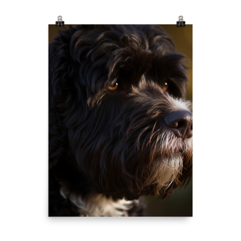 Portrait of a Portuguese Water Dog Photo paper poster - PosterfyAI.com