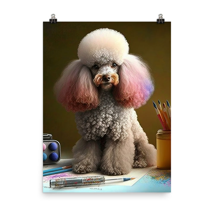 Poodle in colorful abstract style Photo paper poster - PosterfyAI.com
