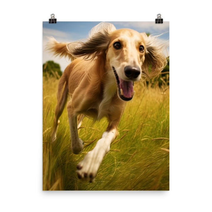 Playful Saluki Photo paper poster - PosterfyAI.com