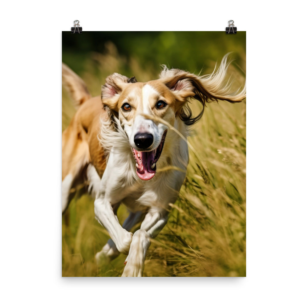 Playful Saluki Photo paper poster - PosterfyAI.com