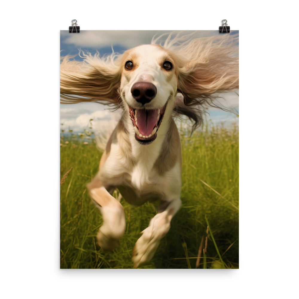 Playful Saluki Photo paper poster - PosterfyAI.com