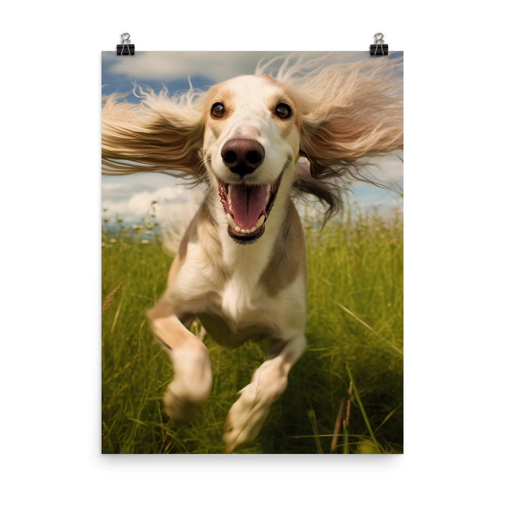 Playful Saluki Photo paper poster - PosterfyAI.com
