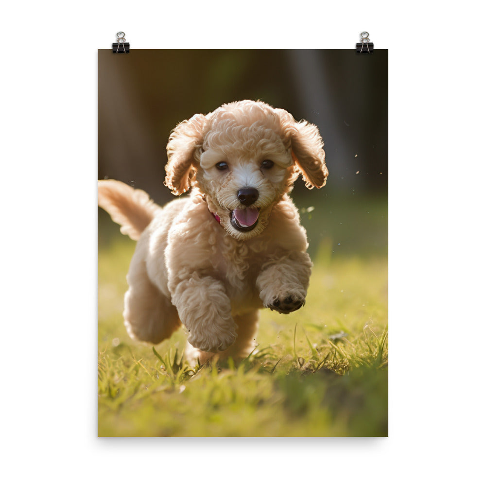 Playful Poodle Pup Photo paper poster - PosterfyAI.com