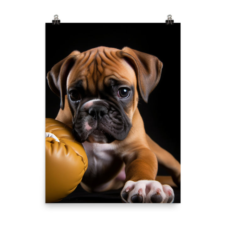 Playful Boxer Pup Photo paper poster - PosterfyAI.com