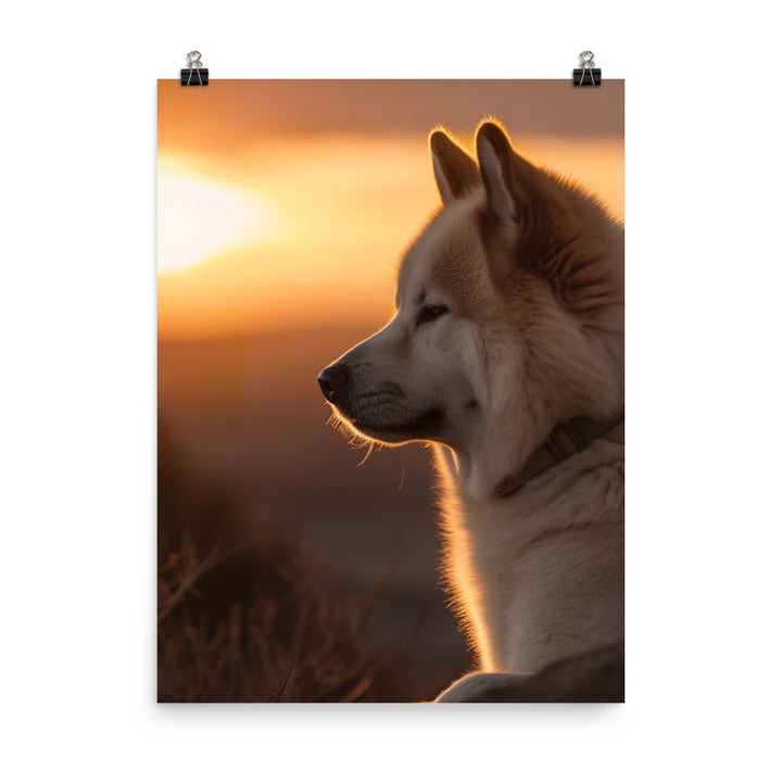 Noble Akita Gazing at the Sunset Photo paper poster - PosterfyAI.com