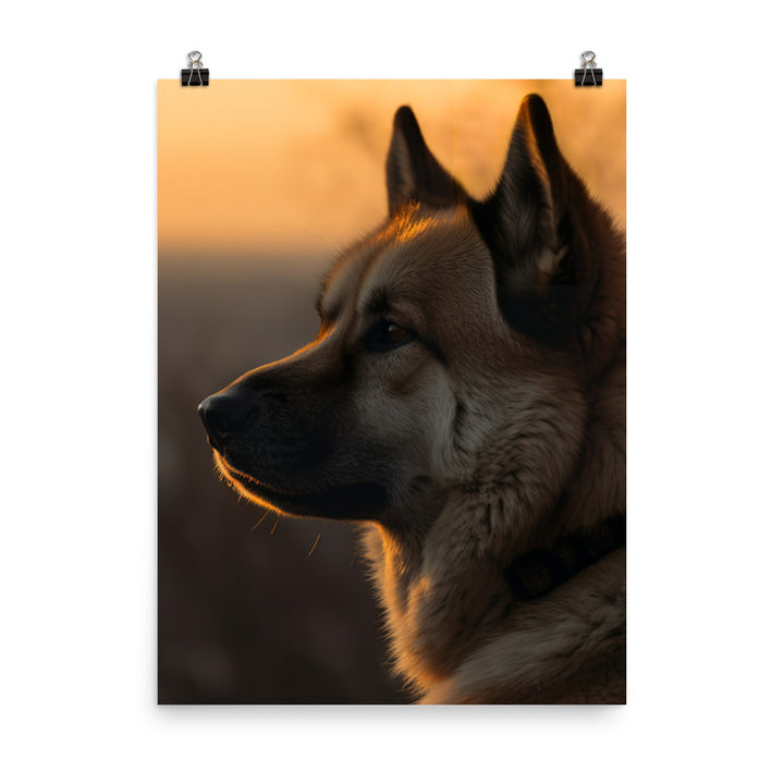 Noble Akita Gazing at the Sunset Photo paper poster - PosterfyAI.com
