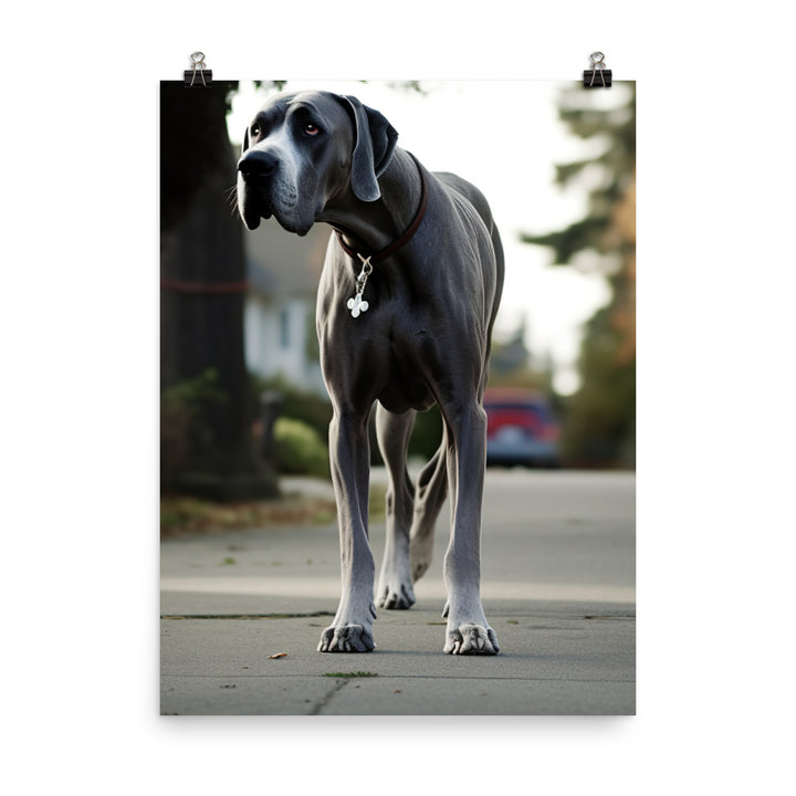 Majestic Great Dane on a Stroll Photo paper poster - PosterfyAI.com