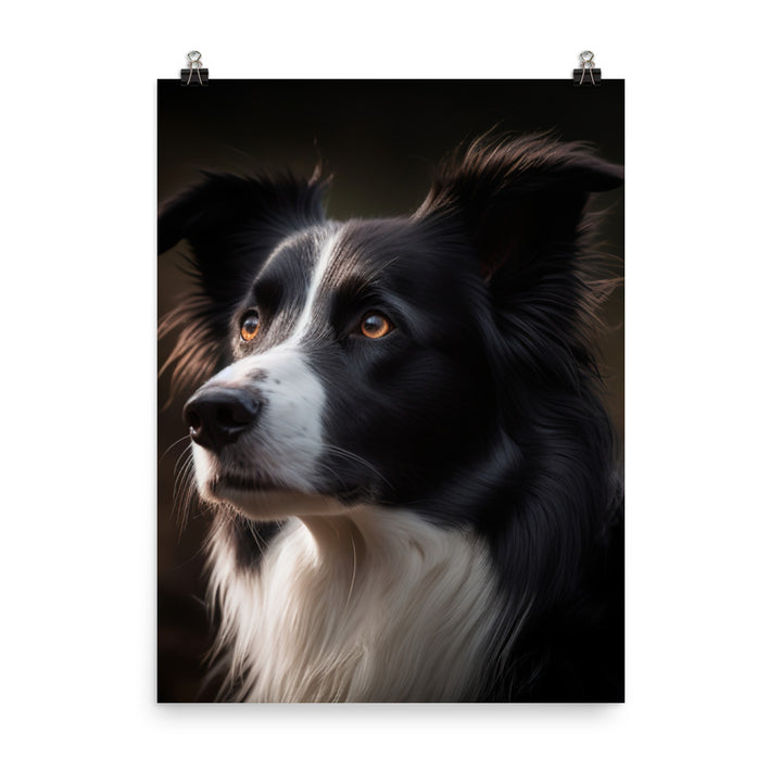 Majestic Border Collie Portrait Photo paper poster - PosterfyAI.com