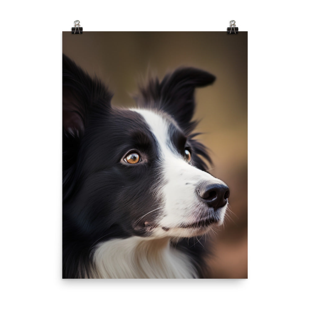 Majestic Border Collie Portrait Photo paper poster - PosterfyAI.com