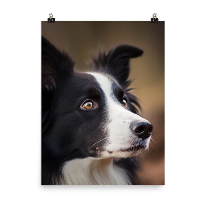 Majestic Border Collie Portrait Photo paper poster - PosterfyAI.com