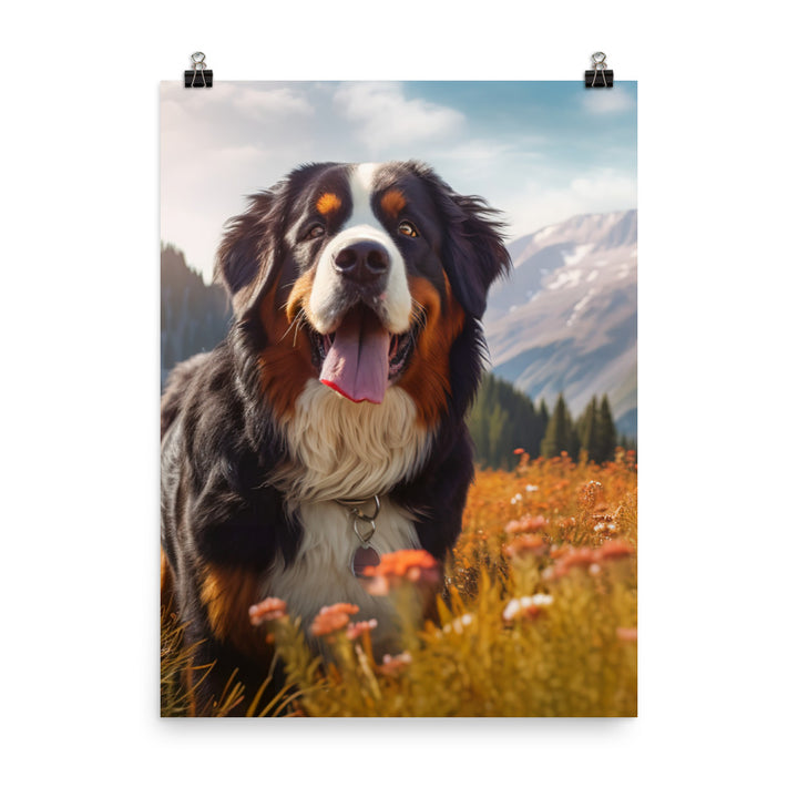 Majestic Bernese Mountain Dog Photo paper poster - PosterfyAI.com