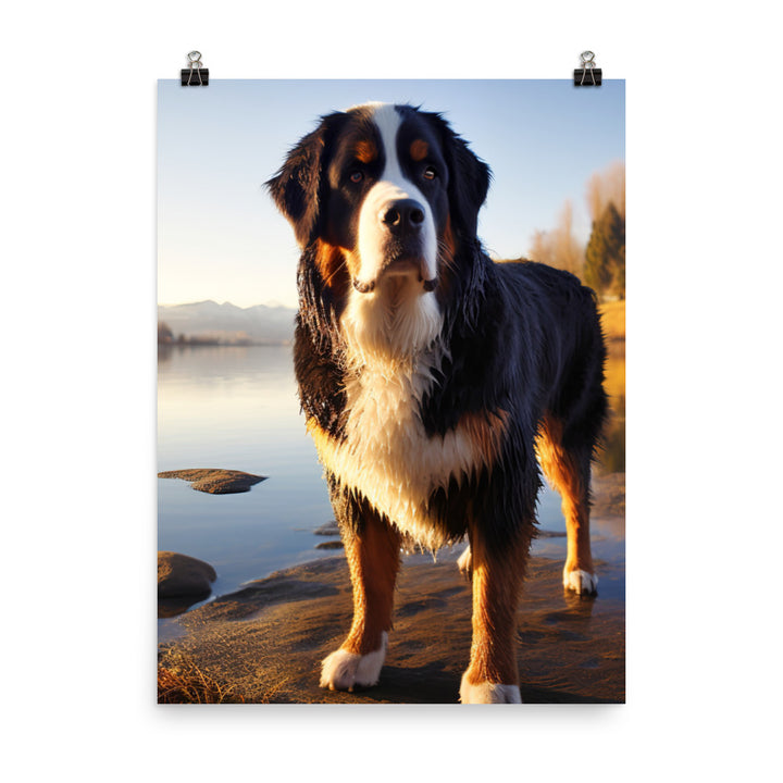 Loyal Bernese Mountain Dog Photo paper poster - PosterfyAI.com