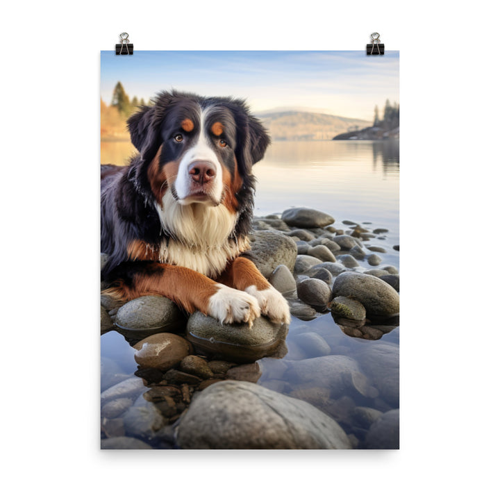 Loyal Bernese Mountain Dog Photo paper poster - PosterfyAI.com
