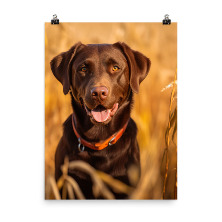 Labrador Retriever Posing in a Field Photo paper poster - PosterfyAI.com