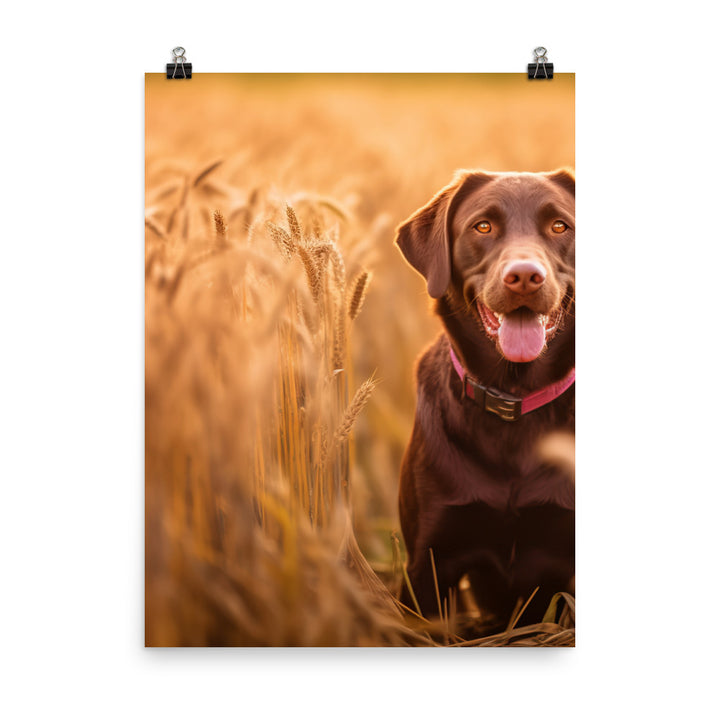 Labrador Retriever Posing in a Field Photo paper poster - PosterfyAI.com