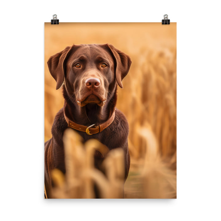 Labrador Retriever Posing in a Field Photo paper poster - PosterfyAI.com