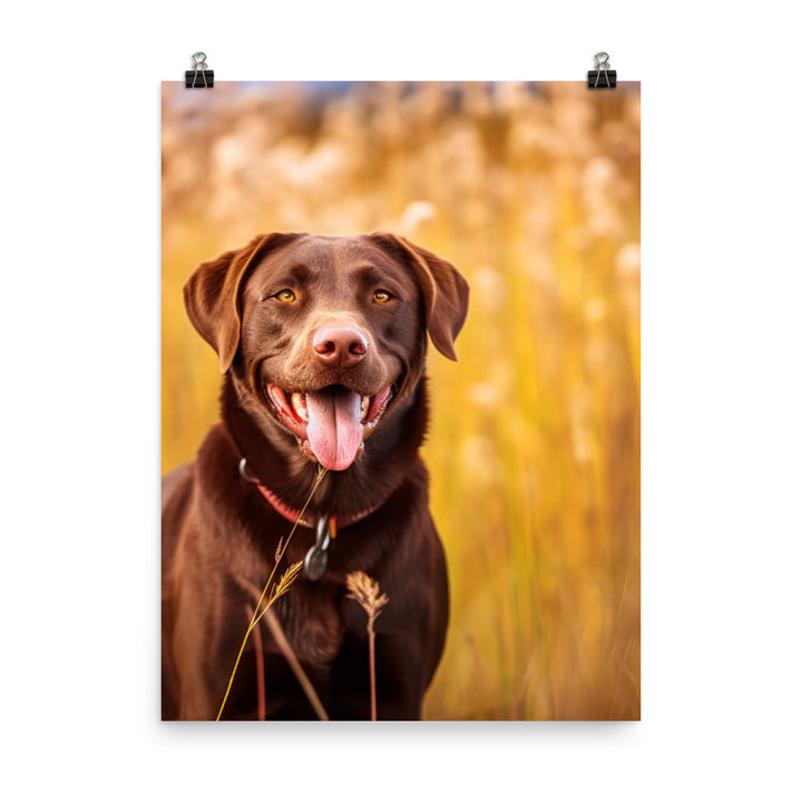 Labrador Retriever Posing in a Field Photo paper poster - PosterfyAI.com