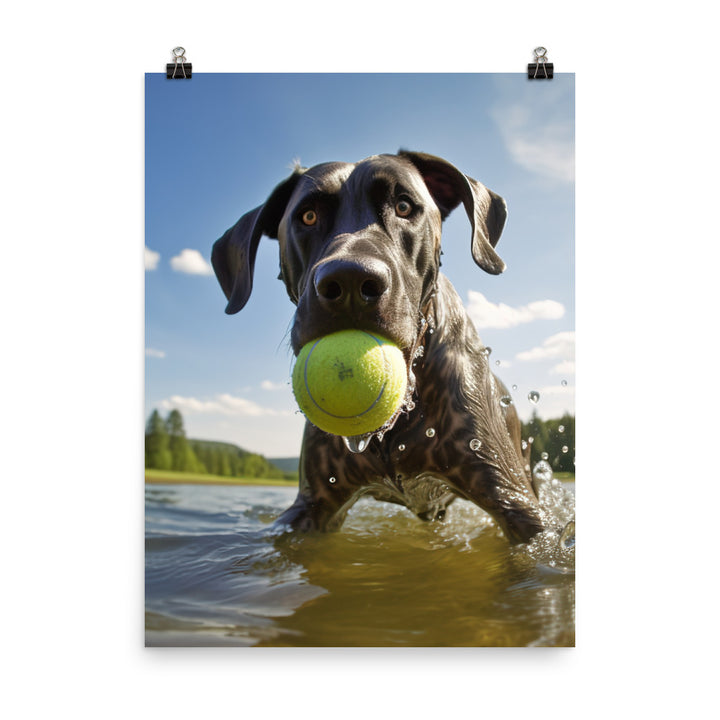 Great Dane at Play Photo paper poster - PosterfyAI.com
