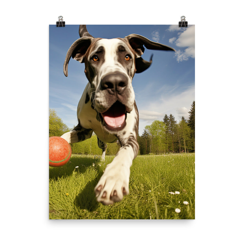 Great Dane at Play Photo paper poster - PosterfyAI.com
