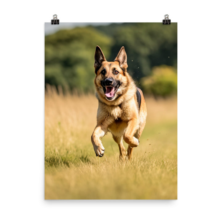 German Shepherd Playtime Photo paper poster - PosterfyAI.com