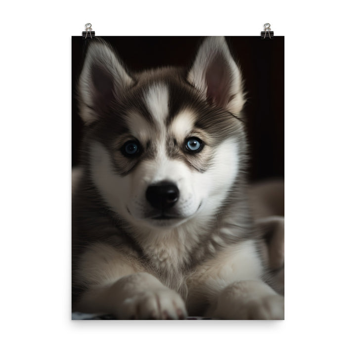 Gentle Alaskan Malamute Pup Photo paper poster - PosterfyAI.com
