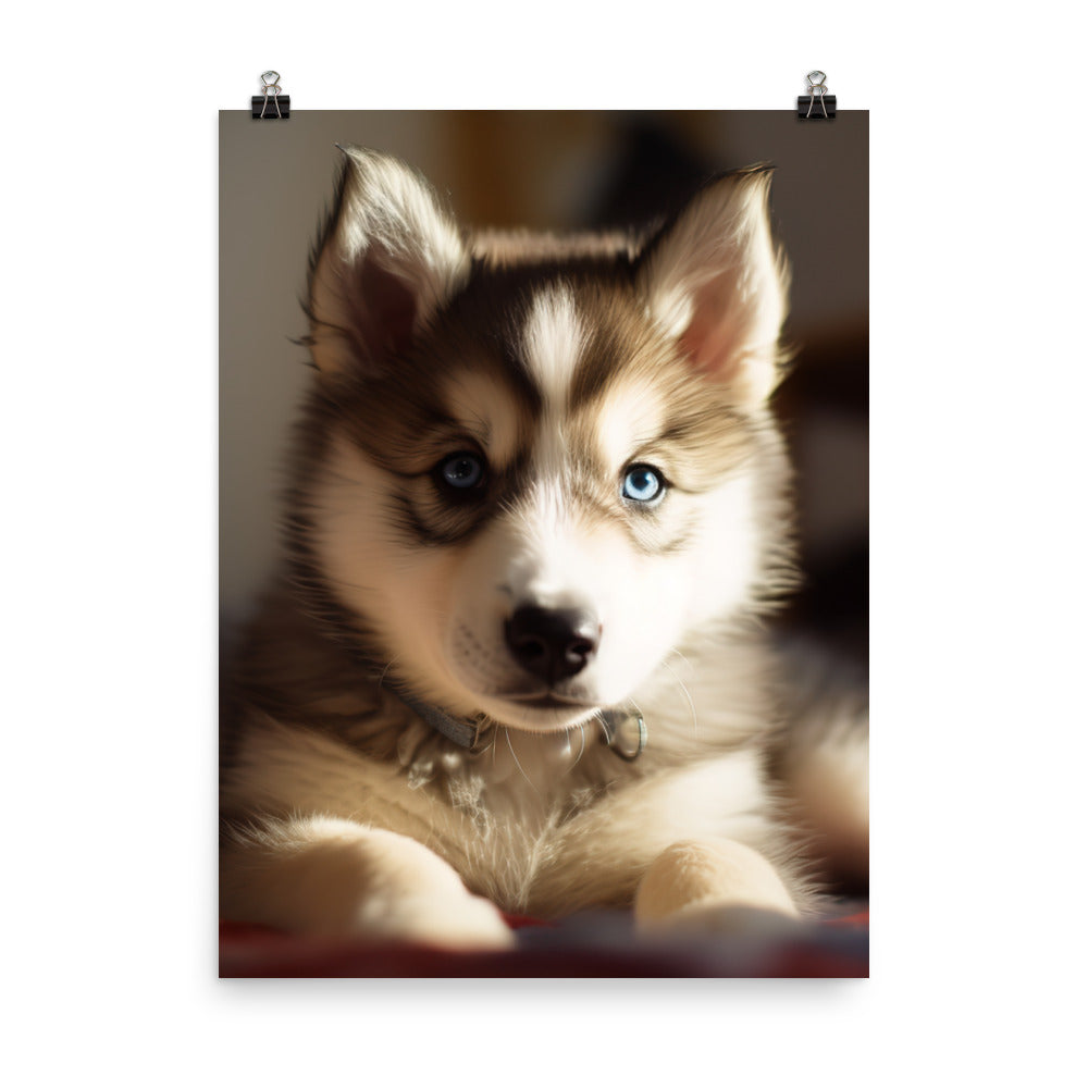 Gentle Alaskan Malamute Pup Photo paper poster - PosterfyAI.com