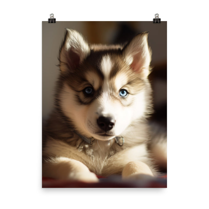 Gentle Alaskan Malamute Pup Photo paper poster - PosterfyAI.com