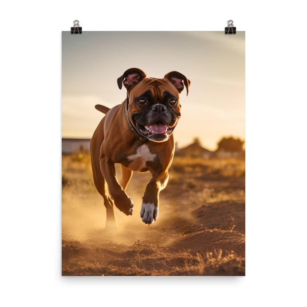 Energetic Boxer at Playtime Photo paper poster - PosterfyAI.com