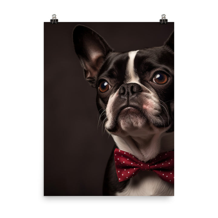 Elegant Boston Terrier Portrait Photo paper poster - PosterfyAI.com