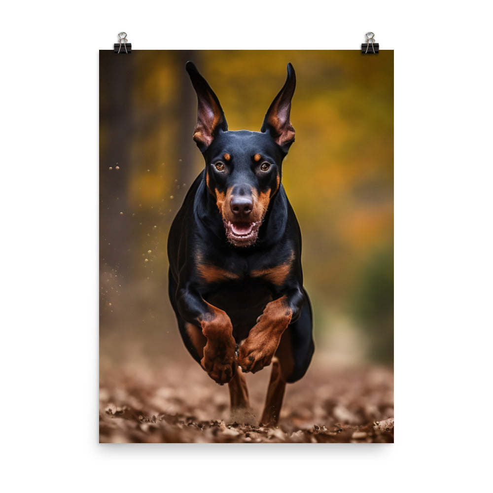 Doberman Pinschers love of running Photo paper poster - PosterfyAI.com