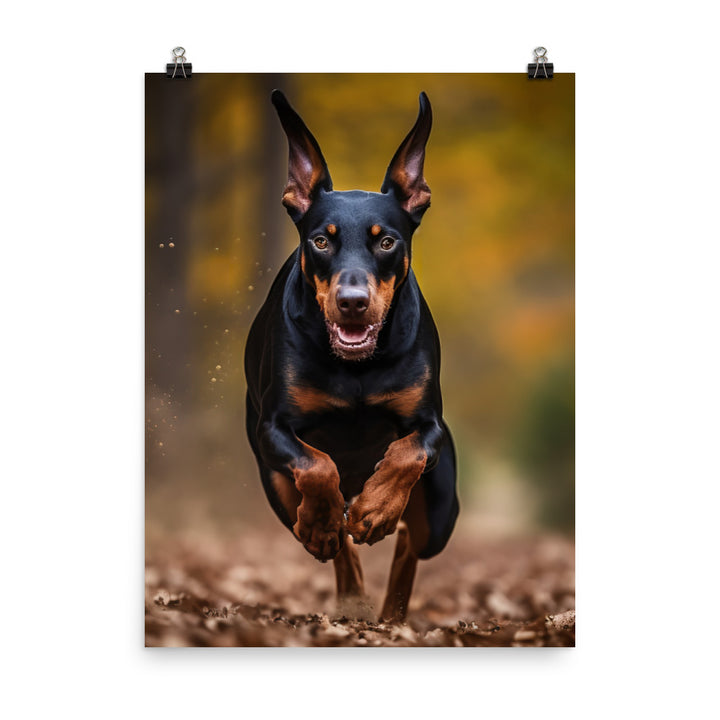 Doberman Pinschers love of running Photo paper poster - PosterfyAI.com