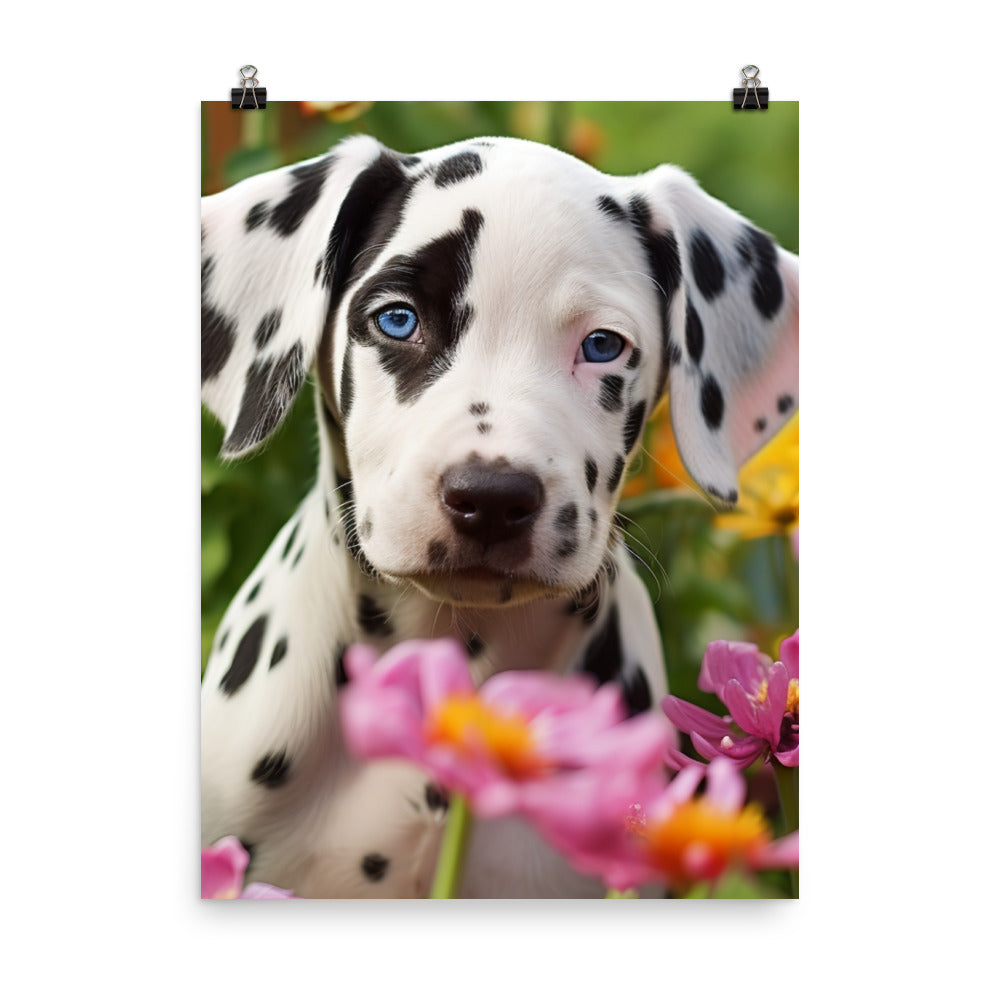 Dalmatian Pup in the Garden Photo paper poster - PosterfyAI.com