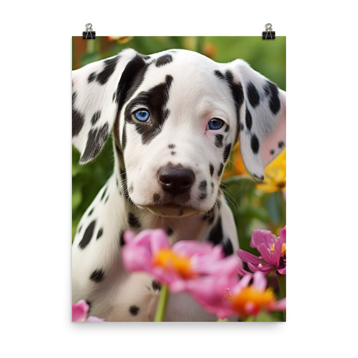 Dalmatian Pup in the Garden Photo paper poster - PosterfyAI.com