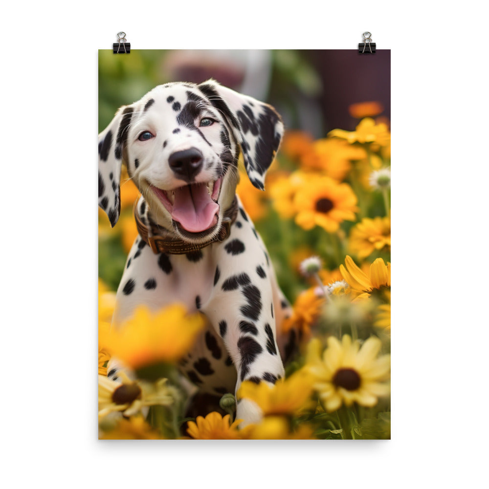 Dalmatian Pup in the Garden Photo paper poster - PosterfyAI.com