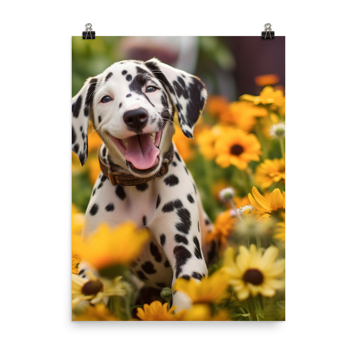 Dalmatian Pup in the Garden Photo paper poster - PosterfyAI.com