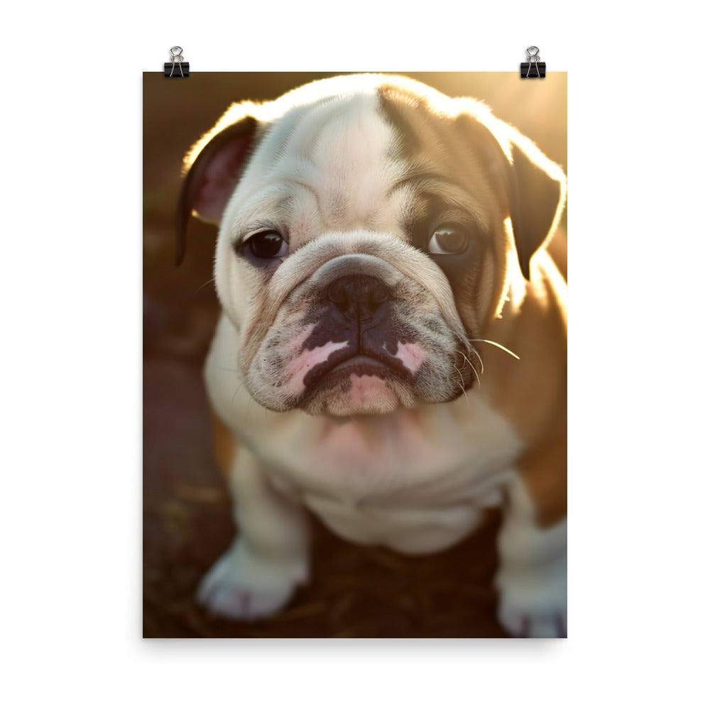 Cute Bulldog in the Sun Photo paper poster - PosterfyAI.com