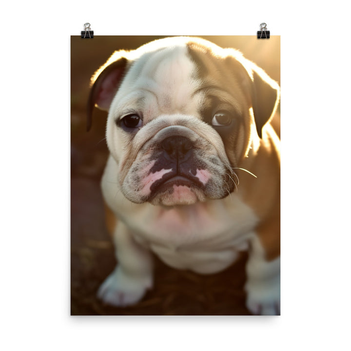 Cute Bulldog in the Sun Photo paper poster - PosterfyAI.com