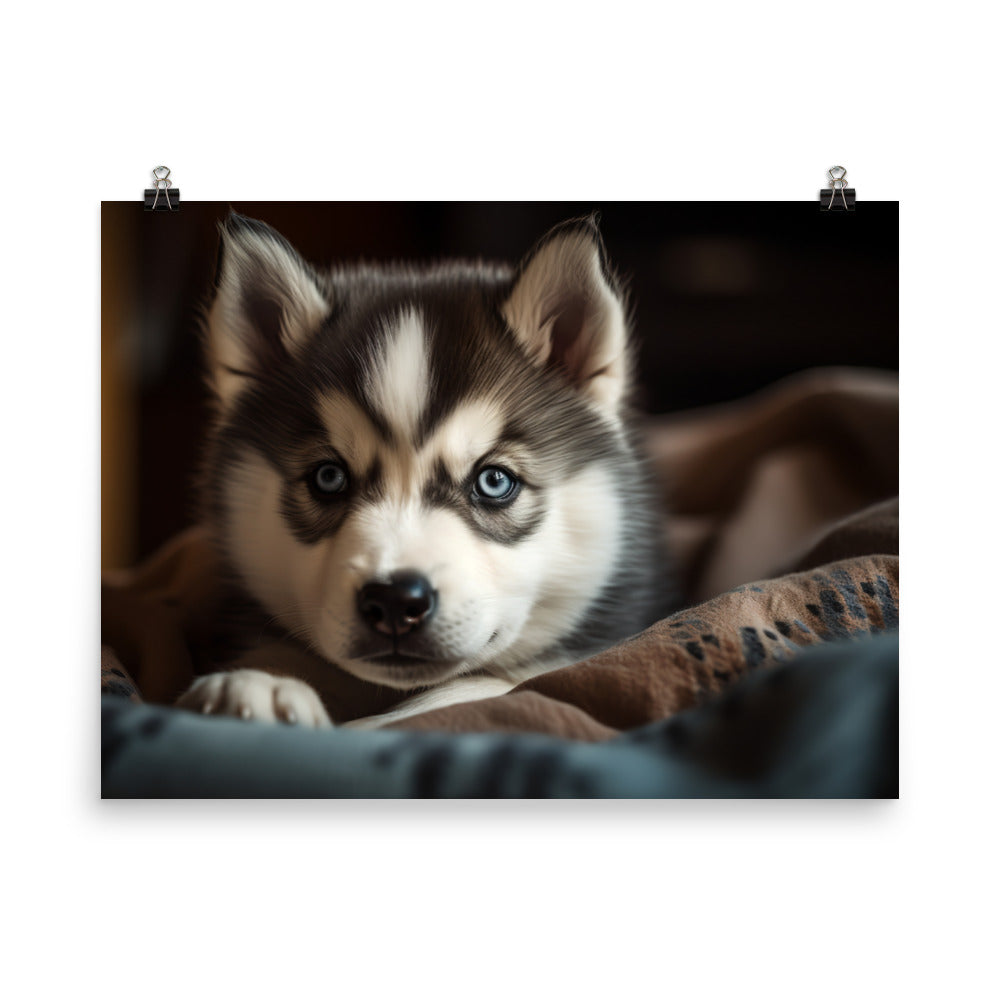 Gentle Alaskan Malamute Pup photo paper poster - Posterfy.AI