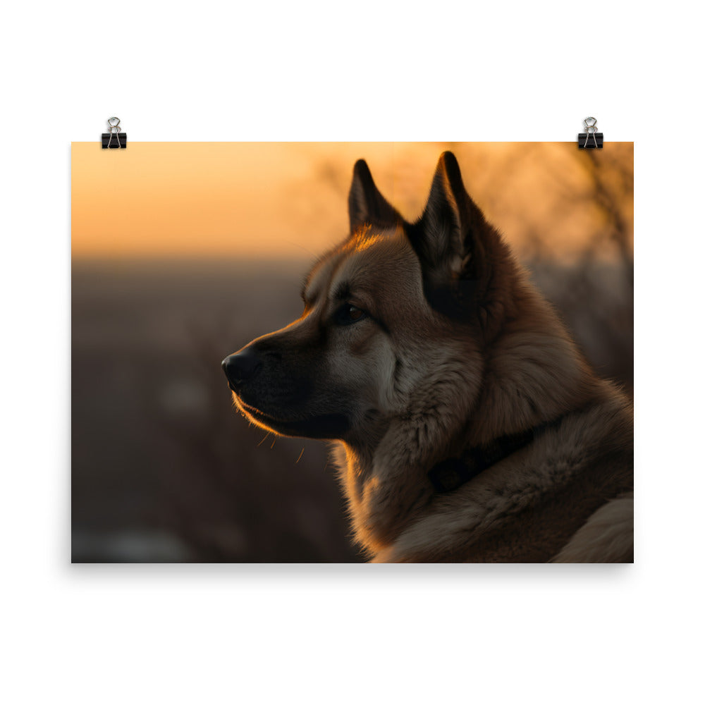 Noble Akita Gazing at the Sunset photo paper poster - Posterfy.AI