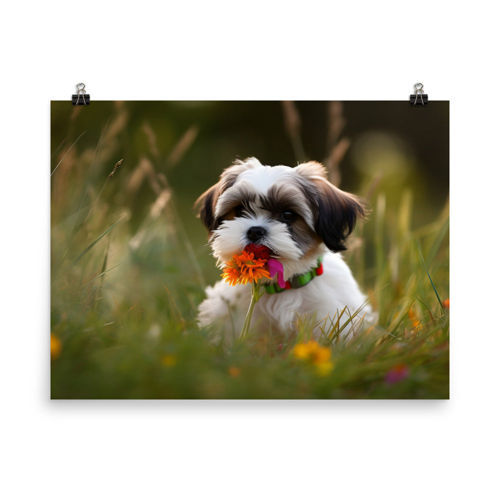 Sweet and Playful Shih Tzu photo paper poster - Posterfy.AI