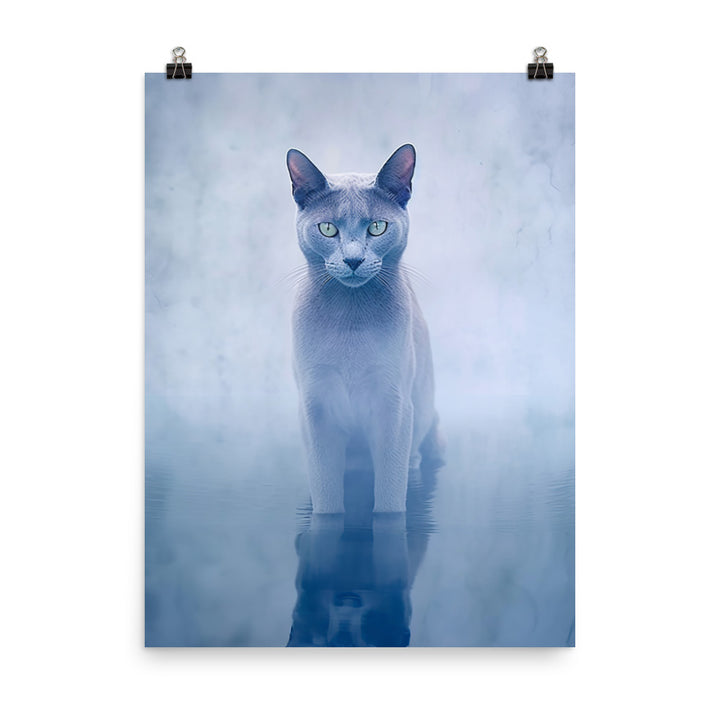 Mysterious World of Russian Blue Cat Photo paper poster - PosterfyAI.com