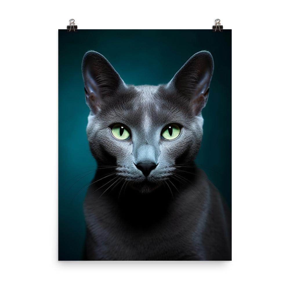 Charms of Russian Blue Cat Photo paper poster - PosterfyAI.com