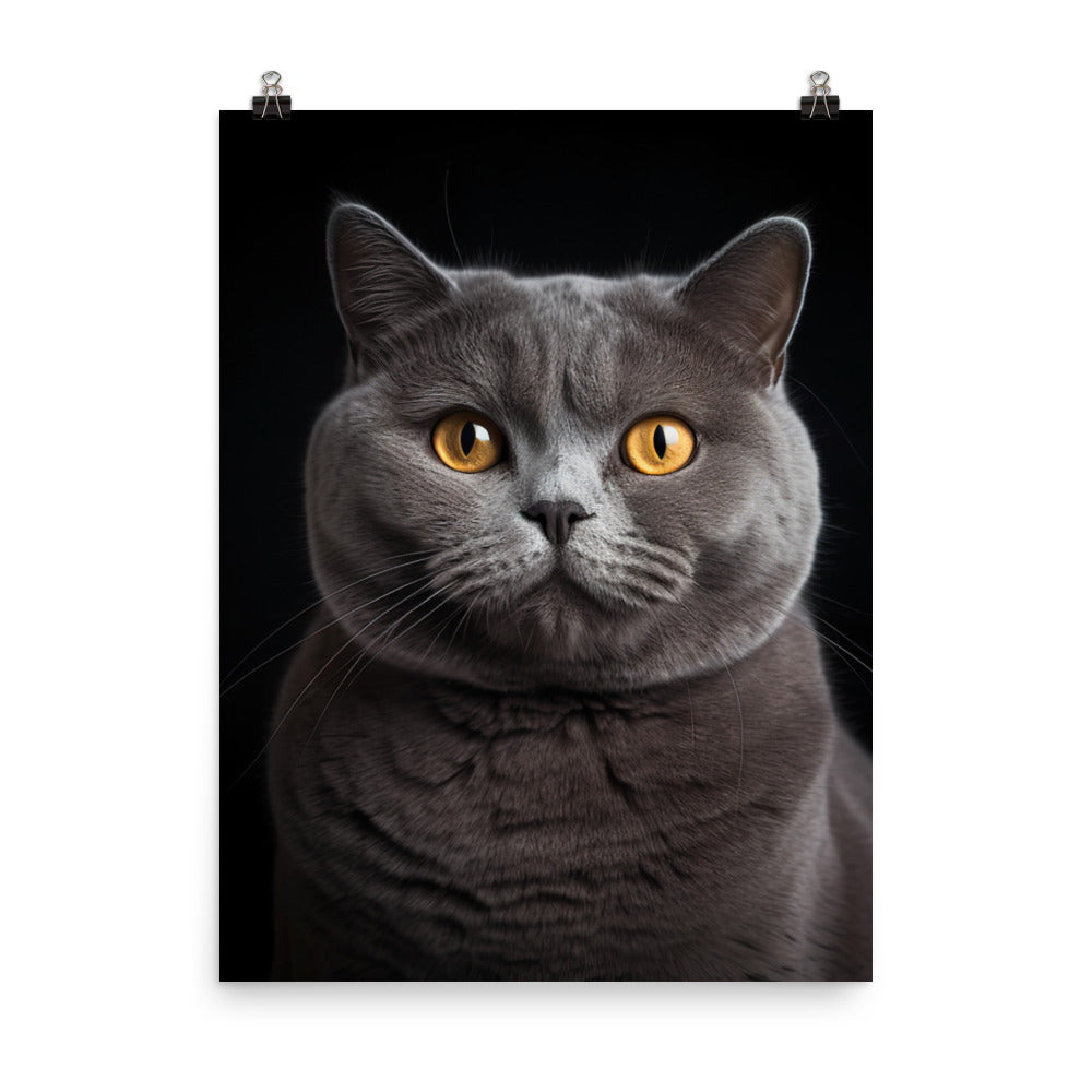 British Shorthair Cat in Portraits Photo paper poster - PosterfyAI.com