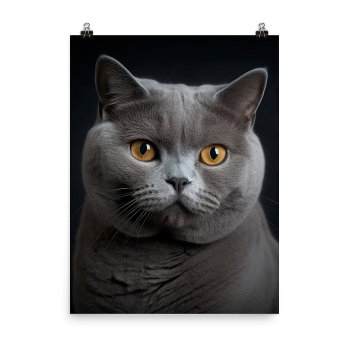 British Shorthair Cat in Portraits Photo paper poster - PosterfyAI.com