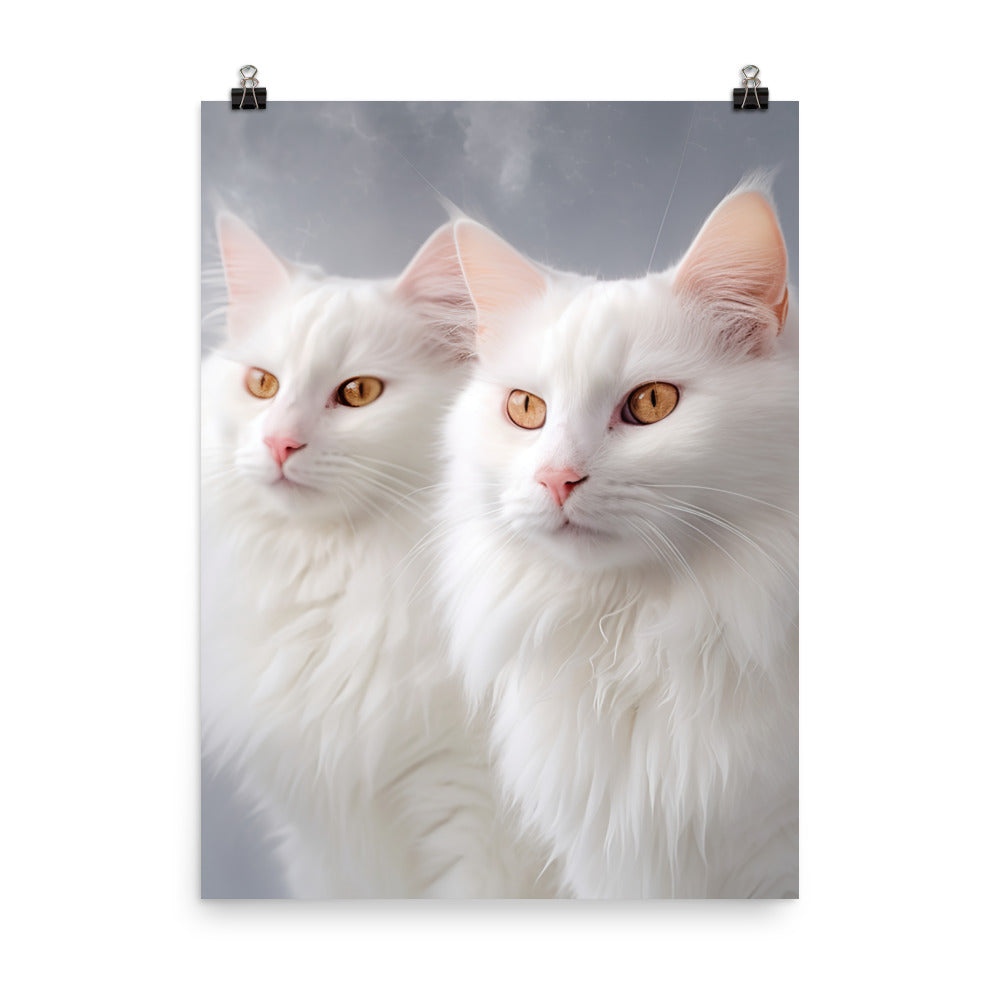 Turkish Van Cat in Winter Photo paper poster - PosterfyAI.com