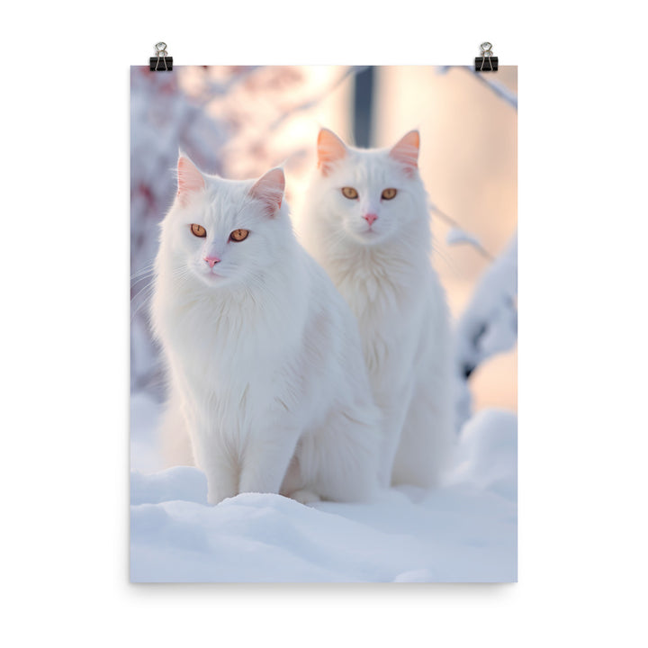 Turkish Van Cat in Winter Photo paper poster - PosterfyAI.com