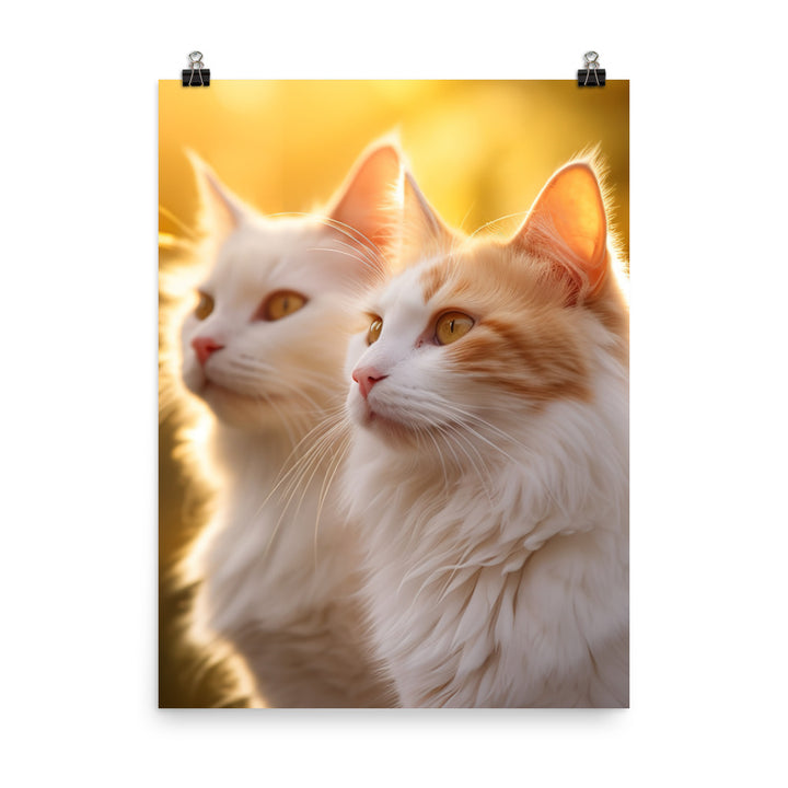 Turkish Van Cat Basking Photo paper poster - PosterfyAI.com